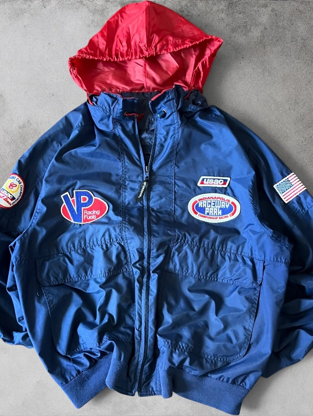 Vintage 90s Indianapolis Raceway Racing Jacket Size XL Lightweight Windbreaker
